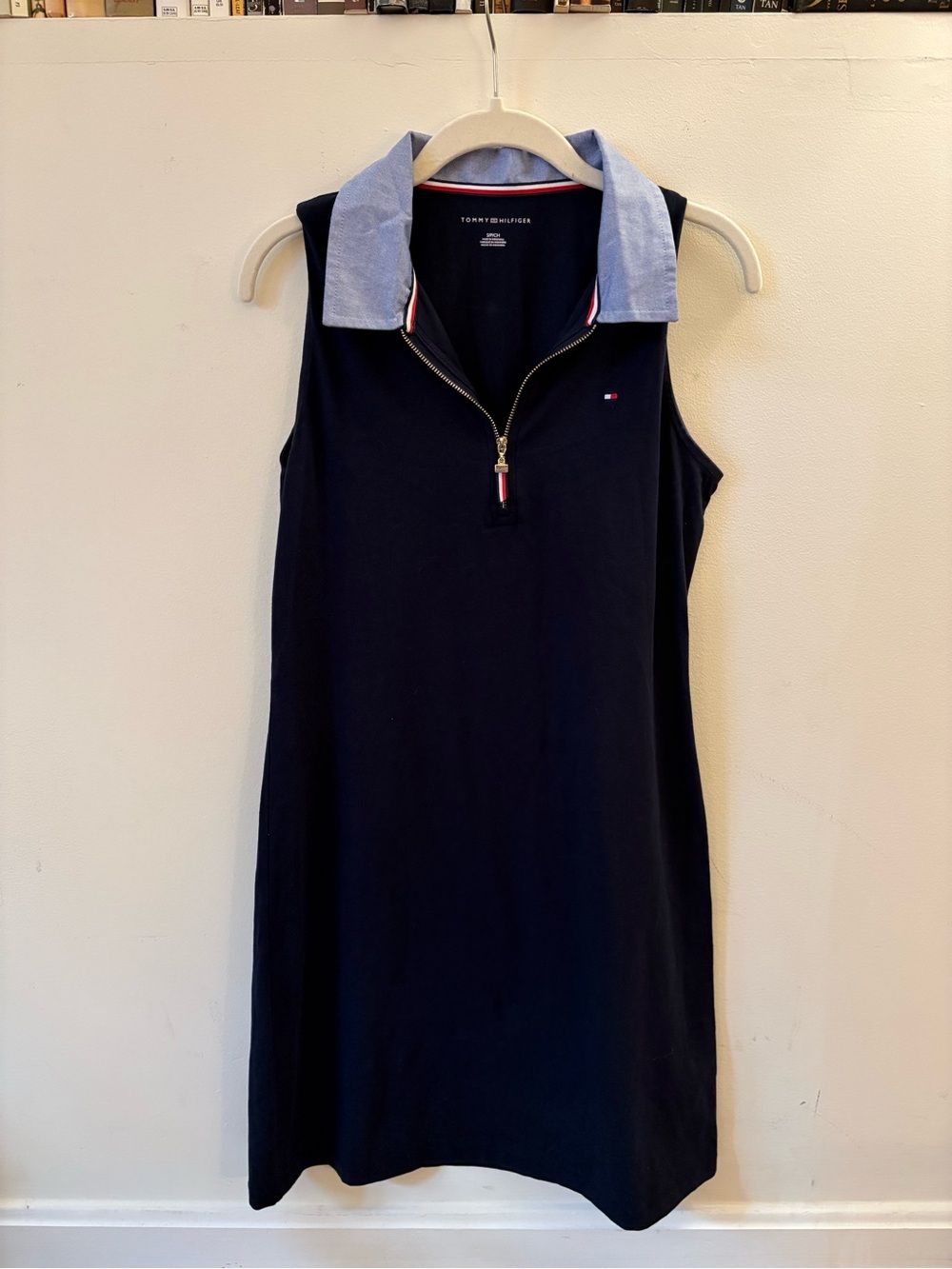 Tommy Hilfiger Navy Sleeveless Polo Dress with Light Blue Collar